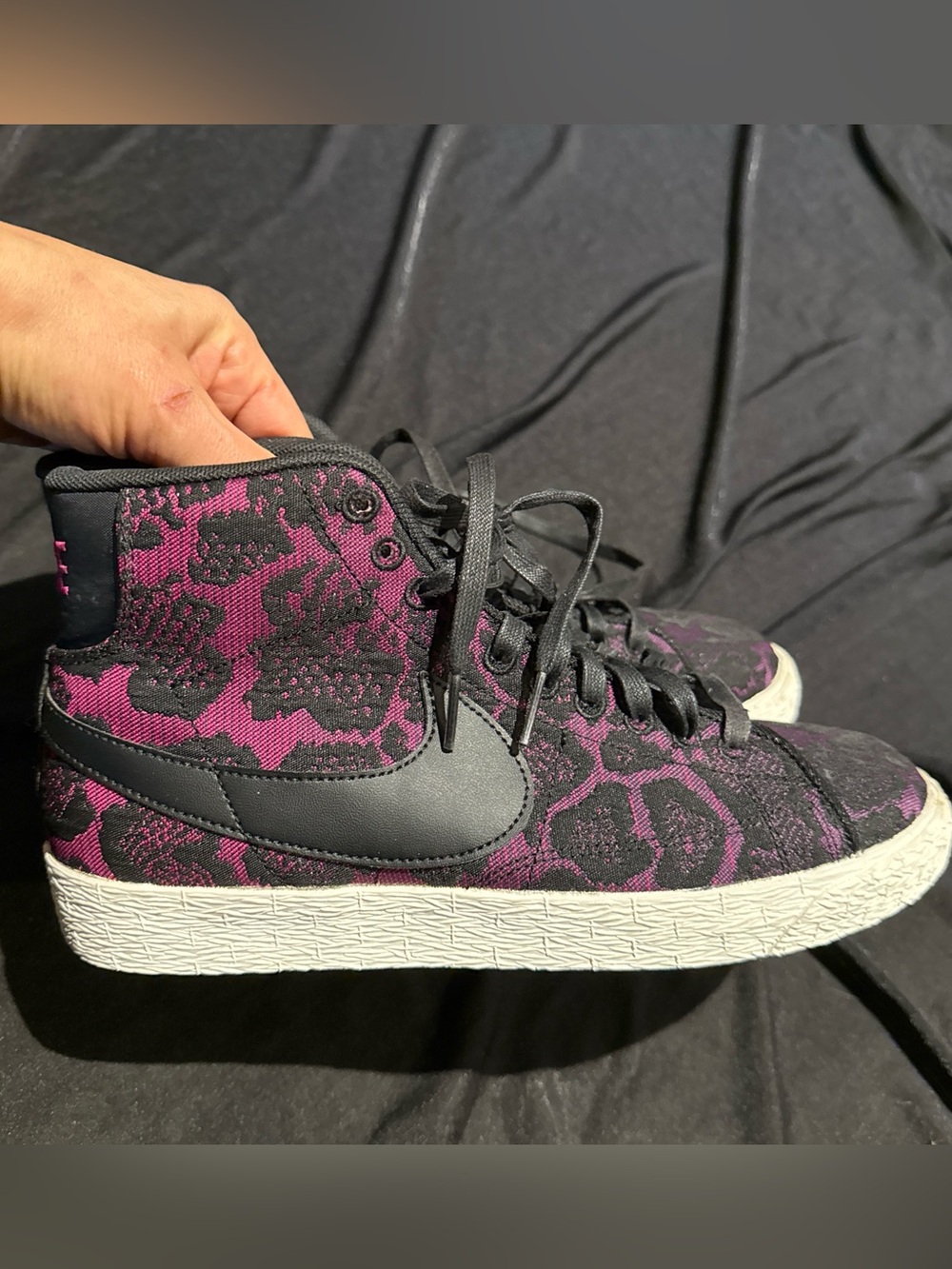 Nike Blazer Mid '77 black/purple Lace JCRD trainers Size 8